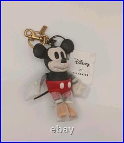 Coach x Disney Mickey Mouse Leather Plush Bag Charm Key Chain Fob New