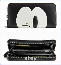 Coach x Disney Mickey Mouse Wallet Clutch 54000 Black White Leather Winky RARE
