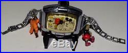 DISNEY 1937 INGERSOLL MICKEY MOUSEGIRL'sDELUXE CHARMWATCH+CHROMED METL BAND-EX