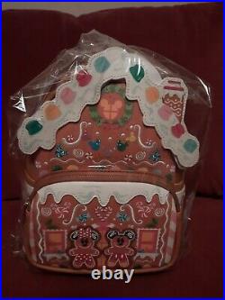 DISNEY GINGERBREAD HOUSE MICKEY MINNIE MOUSE MINI BACKPACK Loungefly in hand