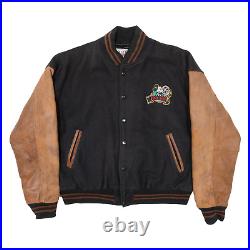 DISNEY Mickey Mouse Quilted Mens Varsity Jacket Black Knit Wool 90s USA M DISNEY Mickey Mouse Quilted Mens Varsity Jacket Black Knit Wool 90s USA M