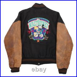 DISNEY Mickey Mouse Quilted Mens Varsity Jacket Black Knit Wool 90s USA M DISNEY Mickey Mouse Quilted Mens Varsity Jacket Black Knit Wool 90s USA M