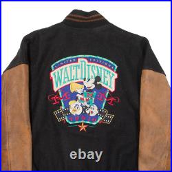 DISNEY Mickey Mouse Quilted Mens Varsity Jacket Black Knit Wool 90s USA M DISNEY Mickey Mouse Quilted Mens Varsity Jacket Black Knit Wool 90s USA M