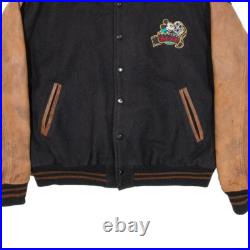 DISNEY Mickey Mouse Quilted Mens Varsity Jacket Black Knit Wool 90s USA M DISNEY Mickey Mouse Quilted Mens Varsity Jacket Black Knit Wool 90s USA M