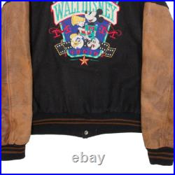 DISNEY Mickey Mouse Quilted Mens Varsity Jacket Black Knit Wool 90s USA M DISNEY Mickey Mouse Quilted Mens Varsity Jacket Black Knit Wool 90s USA M