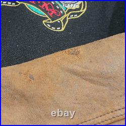 DISNEY Mickey Mouse Quilted Mens Varsity Jacket Black Knit Wool 90s USA M