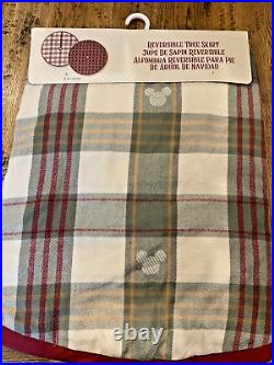 DISNEY PARKS Holiday Homestead Mickey Mouse ICON Christmas Tree Skirt Tartan NEW