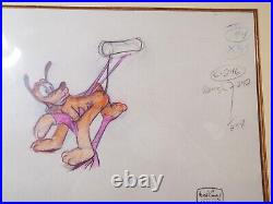 DISNEY PLUTO Signed Animation Production Art Drawing 1999 Mickey Mouse Works COA