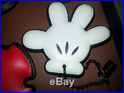 DISNEY X COACH Leather MICKEY MOUSE Set of 4 HANGTAG CHARMS Keychain COLLECTIBLE