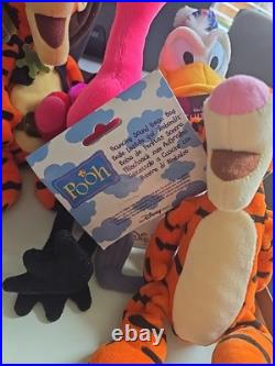 DISNEY soft Toy's Winnie The Pooh, 2x Tiger, Flamingo, Donald & Mickey Mouse