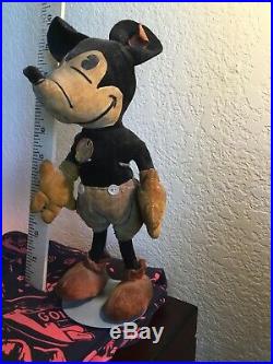 DIsney 1930's MICKEY MOUSE STEIFF 9 Inch DOLL, BUTTON, TAG