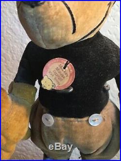 DIsney 1930's MICKEY MOUSE STEIFF 9 Inch DOLL, BUTTON, TAG