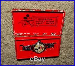 Disney1934 Ingersoll Mickey Mouse Watch+link Band+warranty+servicd+coa! +bxed Set
