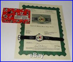 Disney1935 Ingersoll Mickey Mouse Watch+leather Band+serviced+coa+ex! Boxed Set