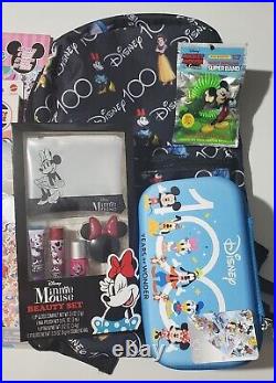 Disney 100 LOT Mickey Mouse Minnie Mouse Pens UNO Cards Headband Makeup Backpack