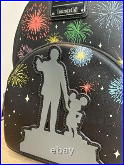 Disney 100 Mickey Mouse Walt Partners Fireworks Light Up Loungefly Backpack NWT