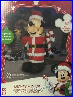 Disney 10.5Ft Mickey Mouse Santa with Candy Cane Airblown Inflatable Christmas