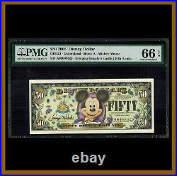 Disney 50 Dollars, 2005 Serie A S/N A00008625 Mickey Mouse PMG 66 EPQ Unc