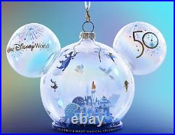 Disney 50th Anniversary Glass Bauble 2021 Christmas Ornament In Hand