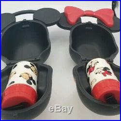 Disney Aladdin Mickey Mouse Minnie Mouse Face Lunch Box Vintage Set With Thermos