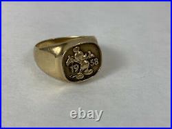 Disney Cast Member Mickey Mouse 10K Gold Ring 1958 + 20 Yr & Service Award Pins