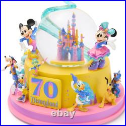 Disney Disneyland 70th Mickey Mouse and Friends Light-Up Musical Snowglobe New