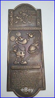 Disney Disneyland Brass Tribute Plaque Mickey Mouse Door Push Plate Service Sign