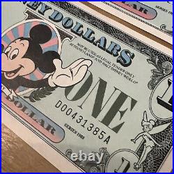 Disney Dollars Mickey Mouse Series 1987 X 2 D01032526A With Original Envelope