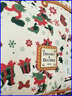 Disney Dooney & Bourke Mickey Minnie Christmas Woodland Holiday cream bag purse