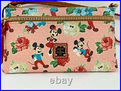Disney Dooney Bourke Mickey Minnie Mouse Dapper Day Pink Floral Wristlet Pouch A
