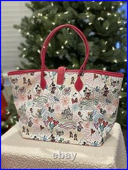 Disney Dooney & Bourke Mickey Mouse Sketch 10th Anniversary Red Tote NWT