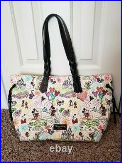 Disney Dooney & Bourke Sketch black leather Mickey Minnie Tote purse