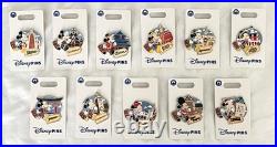 Disney EPCOT World Showcase ALL 11 Countries Mickey Mouse Pin Set BRAND NEW