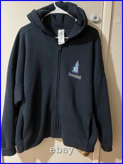 Disney Fantasia Sorcerer Mickey Mouse Black Full Zip Hoodie Sweatshirt Large