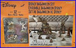 Disney Halloween 12 Piece Village Haunted House Set Mickey Minnie window display