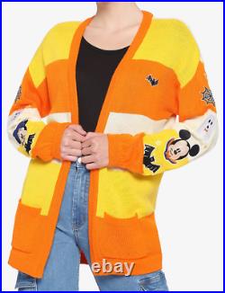 Disney Halloween Candy Corn Cardigan Mickey Minnie Mouse Size S Small In Hand