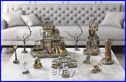 Disney Halloween Village Haunted House Set 12 Pieces- Mickey, Minnie, Donald Etc