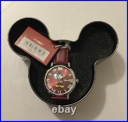 Disney Ingersoll Mickey Mouse Analogue Wristwatch Red New In Tin QVC