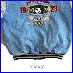 Disney Land Mickey Mouse 1928 Varsity Bomber Jacket Snap 90s Blue Mens Medium