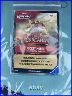 Disney Lorcana Mickey Mouse, Brave Little Taylor & Maleficent Pin Badge Expo
