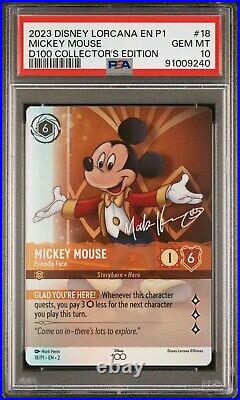 Disney Lorcana Mickey Mouse Friendly Face D100 Collector's Edition 18/P1 PSA 10