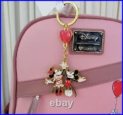 Disney Loungefly Mickey Minnie Balloon Mini Backpack & Card Holder Keychain NWT