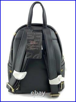 Disney Loungefly Mickey Mouse Black Quilted Gold Icon Mini Backpack Faux Leather