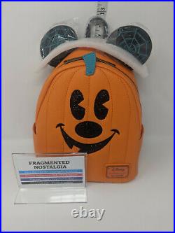 Disney Loungefly Mickey Mouse Jack-O'-Lantern Pumpkin Mini Backpack New