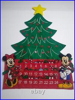 Disney Mickey Minnie Mouse Advent Holiday Calendar Christmas Tree Felt Vintage