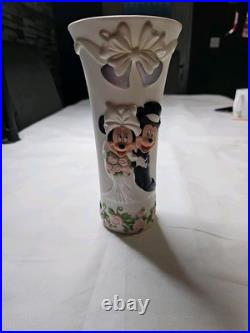 Disney Mickey & Minnie Mouse Porcelain Wedding Vase Bride Groom 9