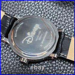 Disney Mickey Mouse 43mm Men's Quartz Watch Silver Case Leather Strap W001868