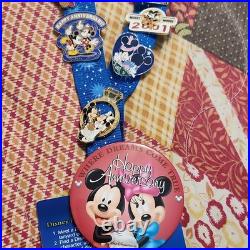Disney Mickey Mouse Anniversary Pin Set on Blue Lanyard 2011