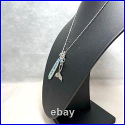 Disney Mickey Mouse Blue Silver Pendant Necklace Hawaiian Jewelry 40cm New