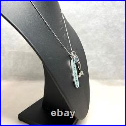 Disney Mickey Mouse Blue Silver Pendant Necklace Hawaiian Jewelry 40cm New